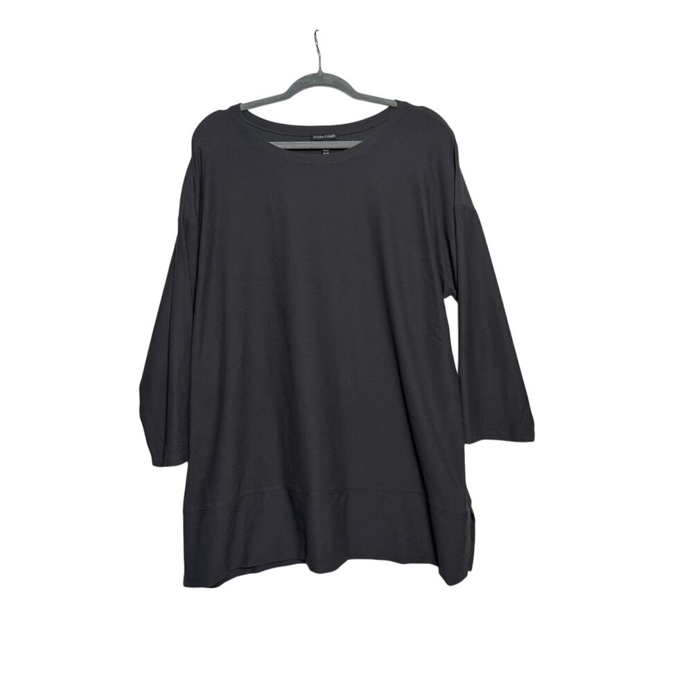 Eileen Fisher Shirt Womens XL Gray 3/4 Sleeve Viscose Blend - Picture 7 of 7